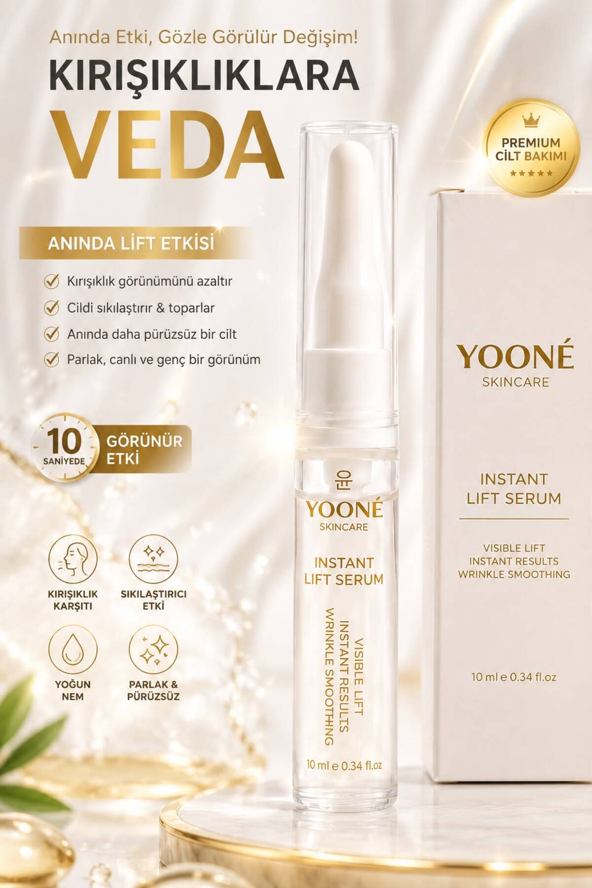 Yooné Skincare INSTANT LIFT SERUM 10 ml LIFTING ETKİLİ KIRIŞIKLIK KARŞITI YÜZ SERUMU — 02023434 — تصویر 6 از 7