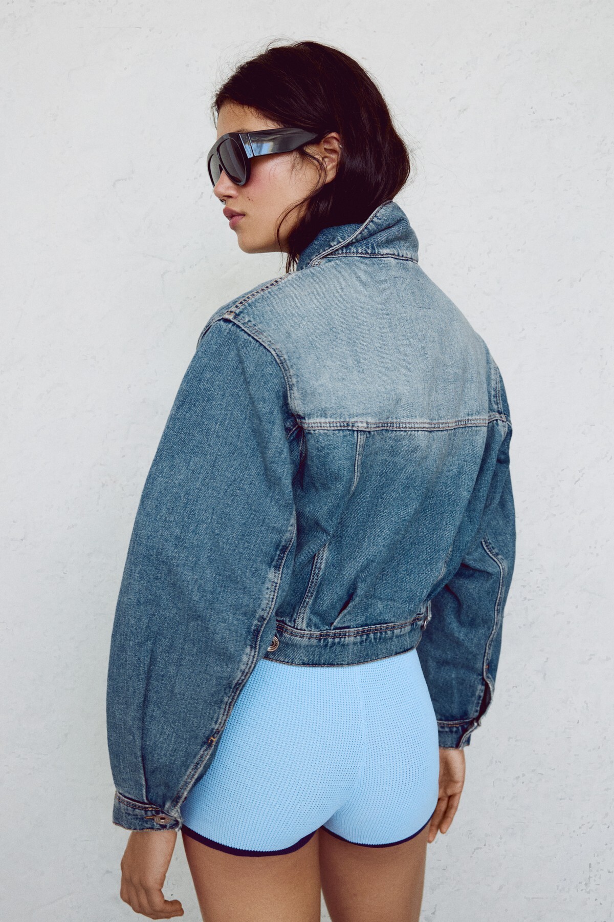 Bershka Balon kesim crop denim ceket görsel 3