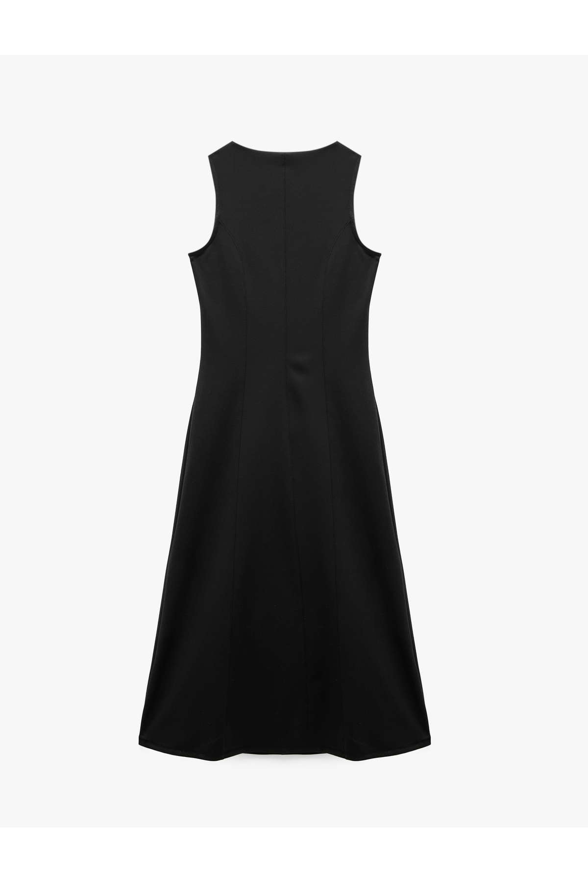 Koton Dikiş Detaylı Slim Fit Bisiklet Yaka Kolsuz Midi Elbise görsel 6