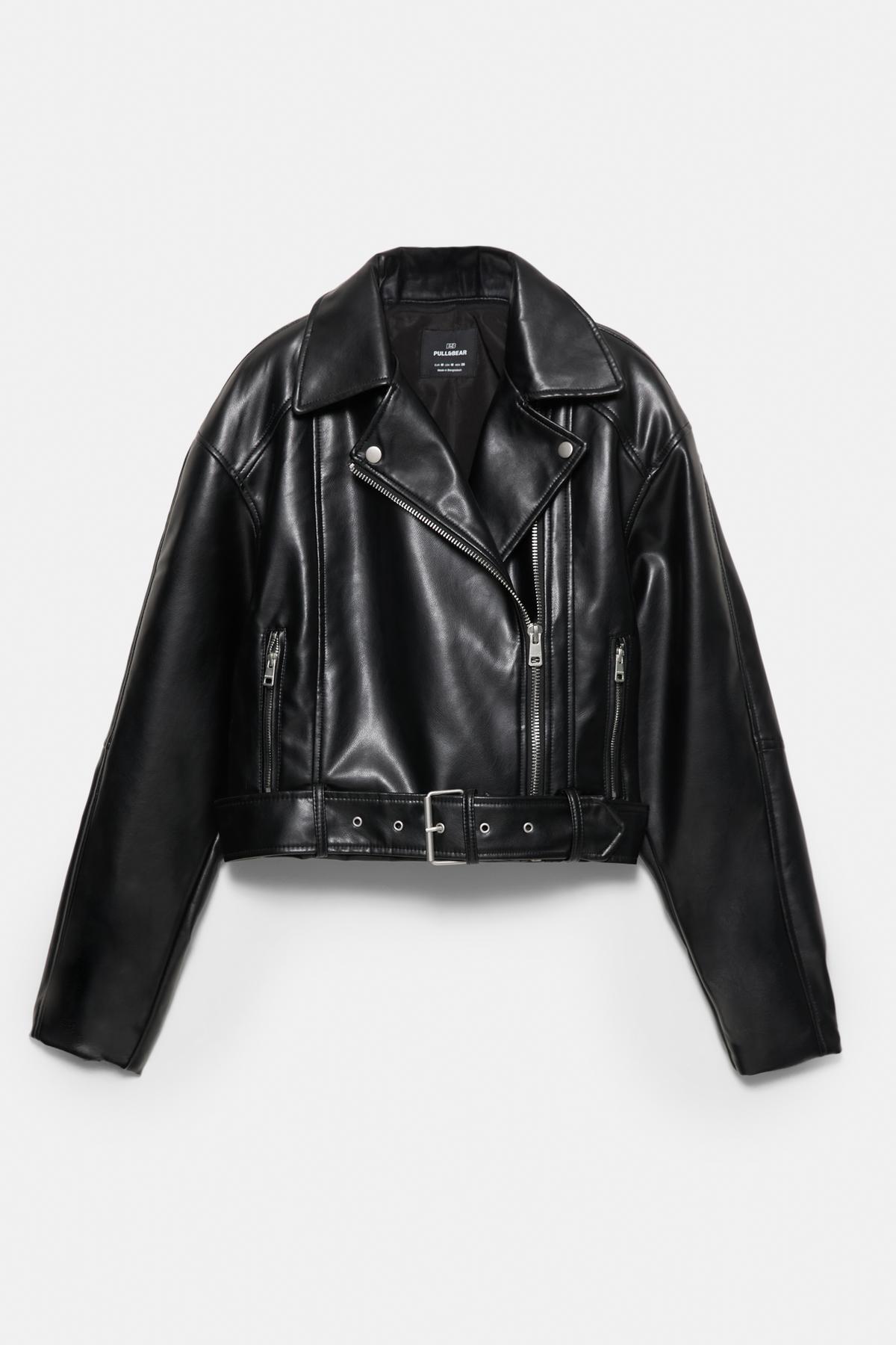 Pull & Bear Suni deri biker ceket görsel 7