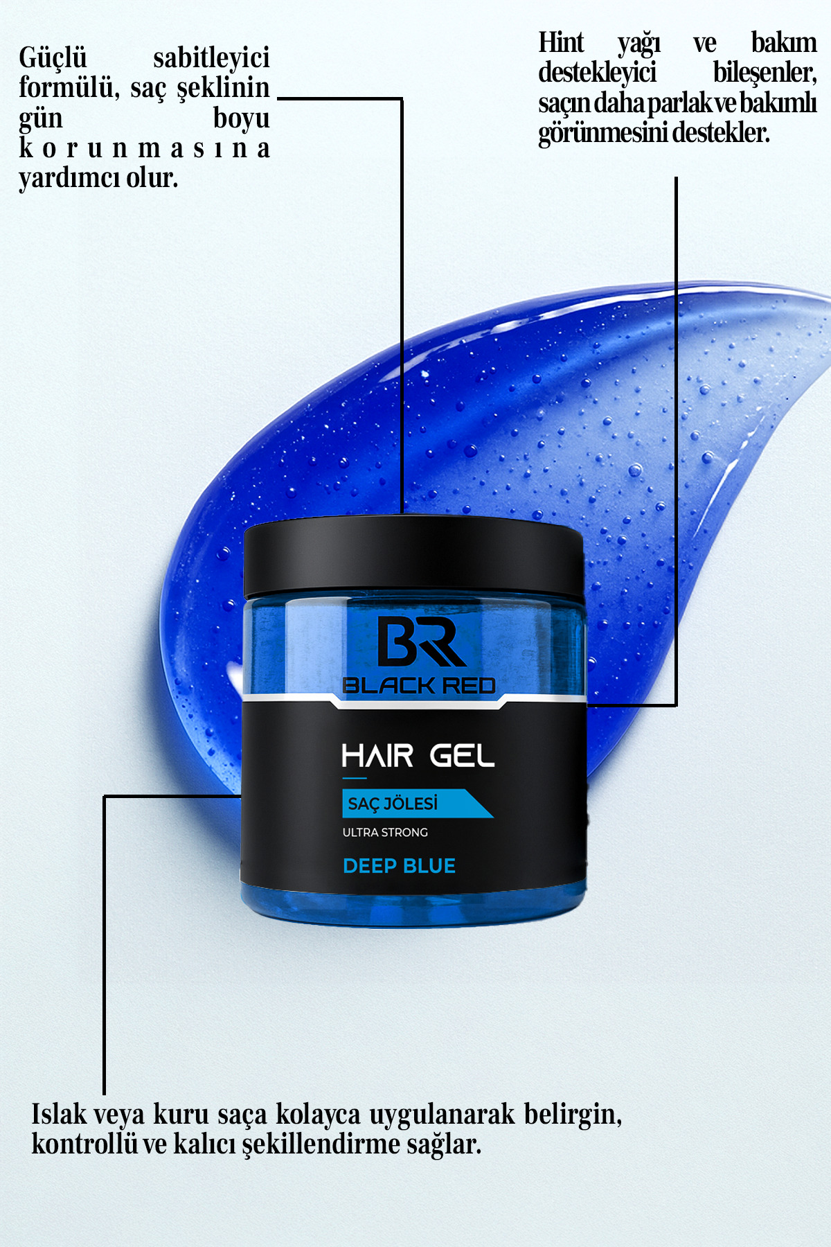 Deep Blue Ultra Strong Saç Jölesi 500 ml – Ekstra Güçlü Tutuş ve Parlak Görünüm — BR152.01.0026 — تصویر 2 از 4