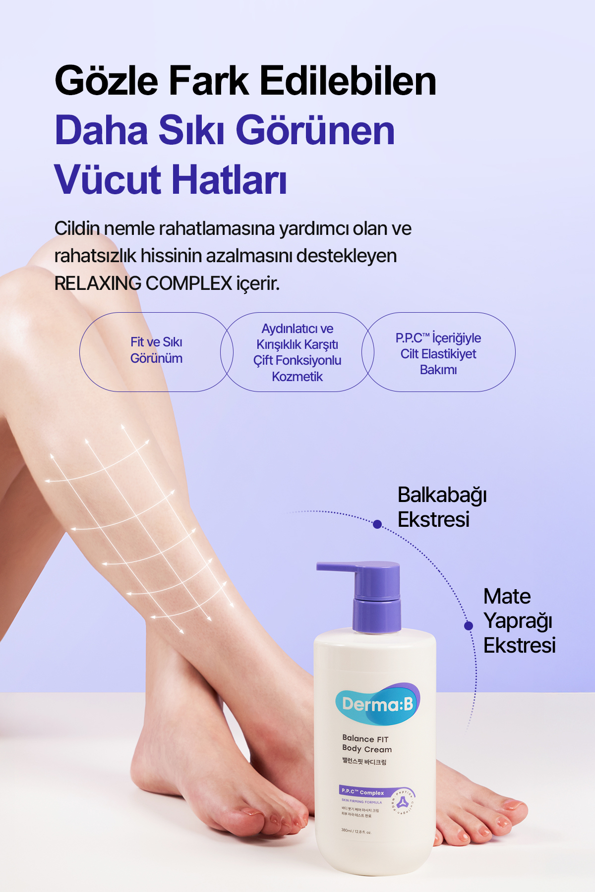 PDRN ve Kolajen İçerikli, Fit ve Sıkı Görünüm Sunan Masaj Kremi DERMA:B Balance FIT Body Cream — 9829 — تصویر 3 از 9
