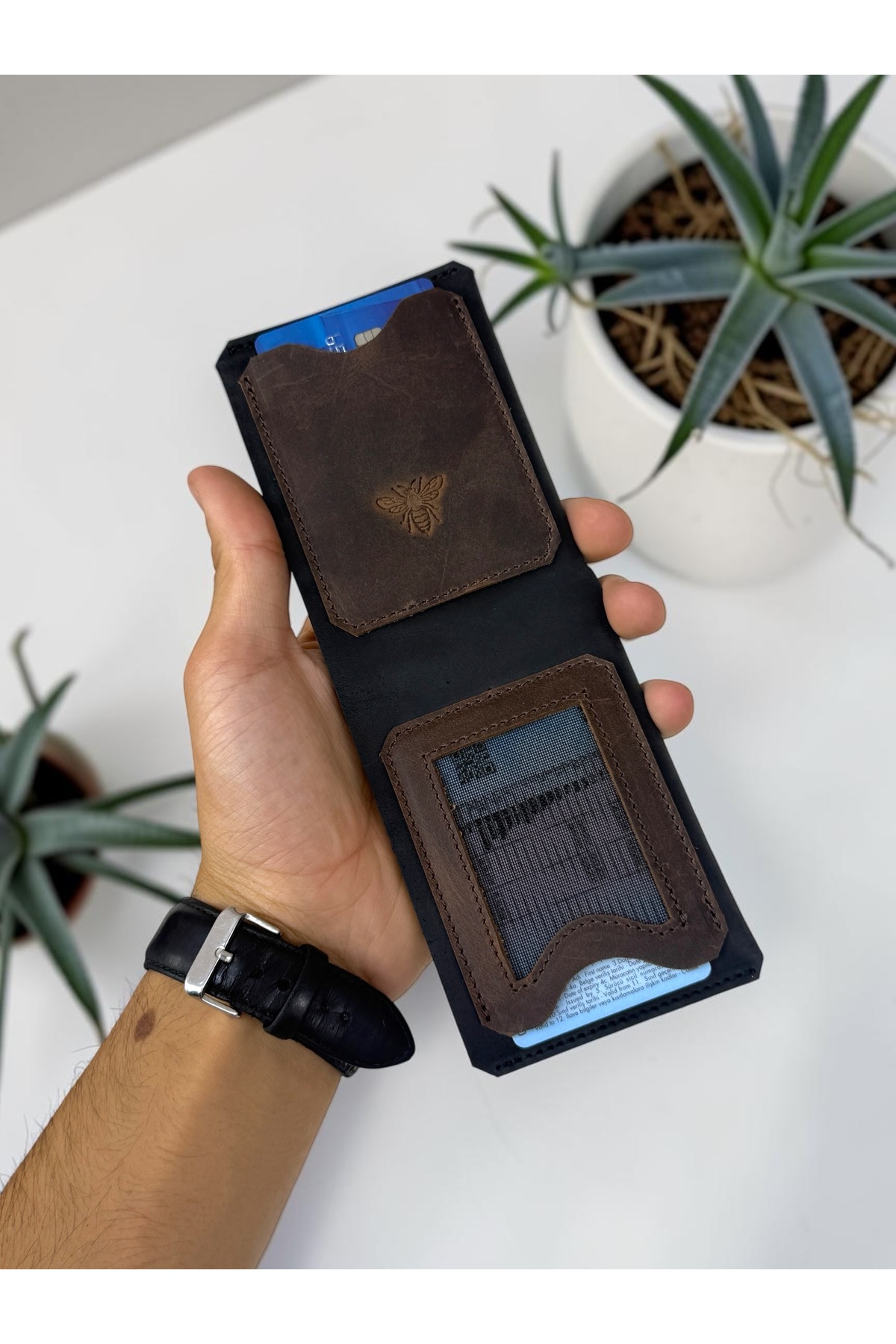 BeeBlack %100 Hakiki Deri CLARK Model Erkek Cüzdan - Mıknatıslı Şık Minimalist Cüzdan görsel 6