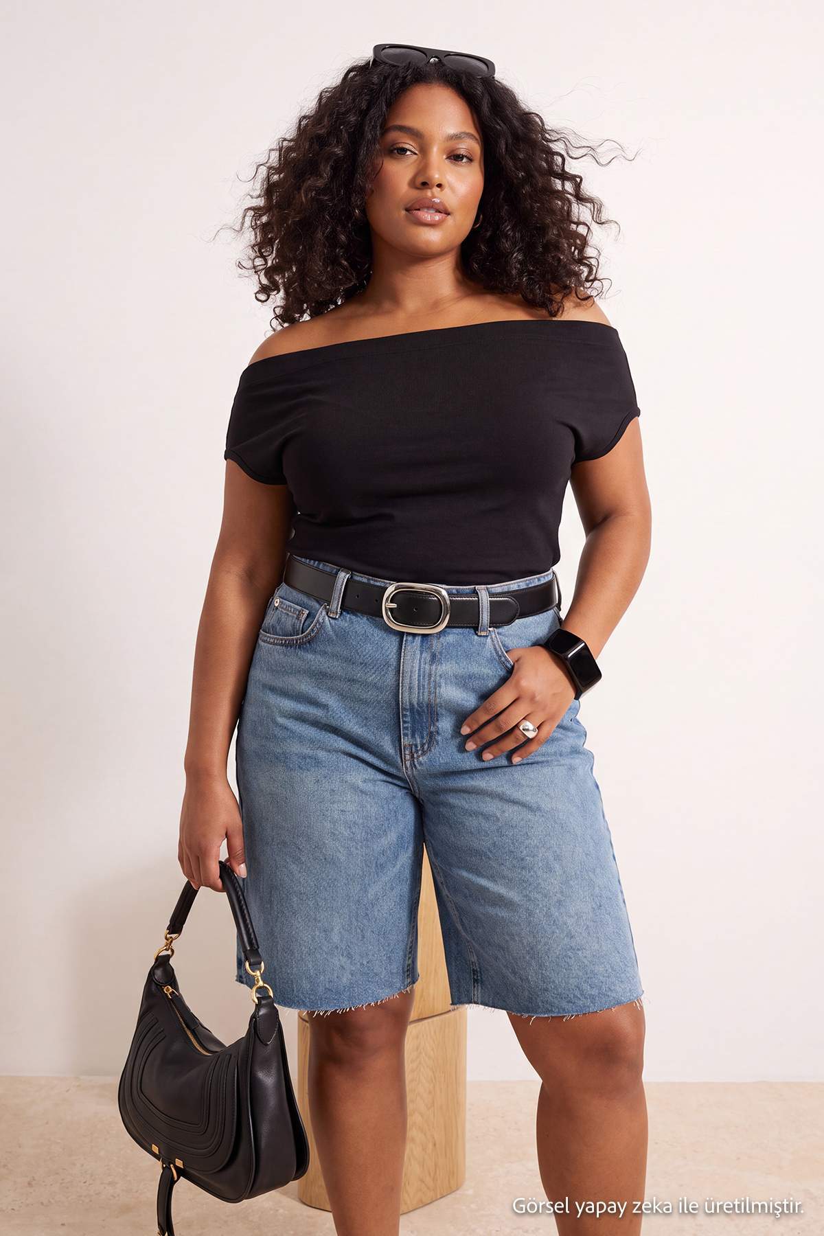 Trendyolmilla Curve Siyah Örme Büyük Beden Bluz