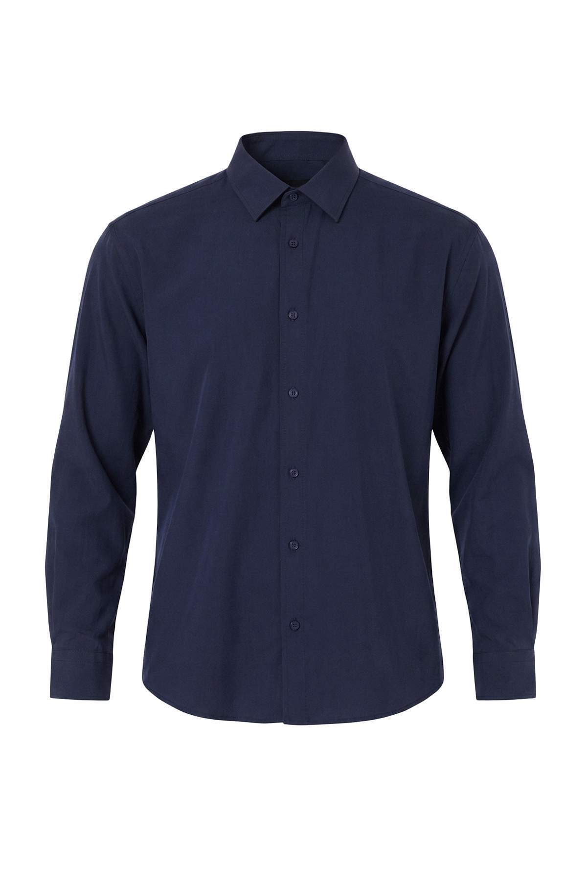 Trendyolmilla Man Lacivert Modal Regular Fit Erkek Gömlek TMNAW27GO00023