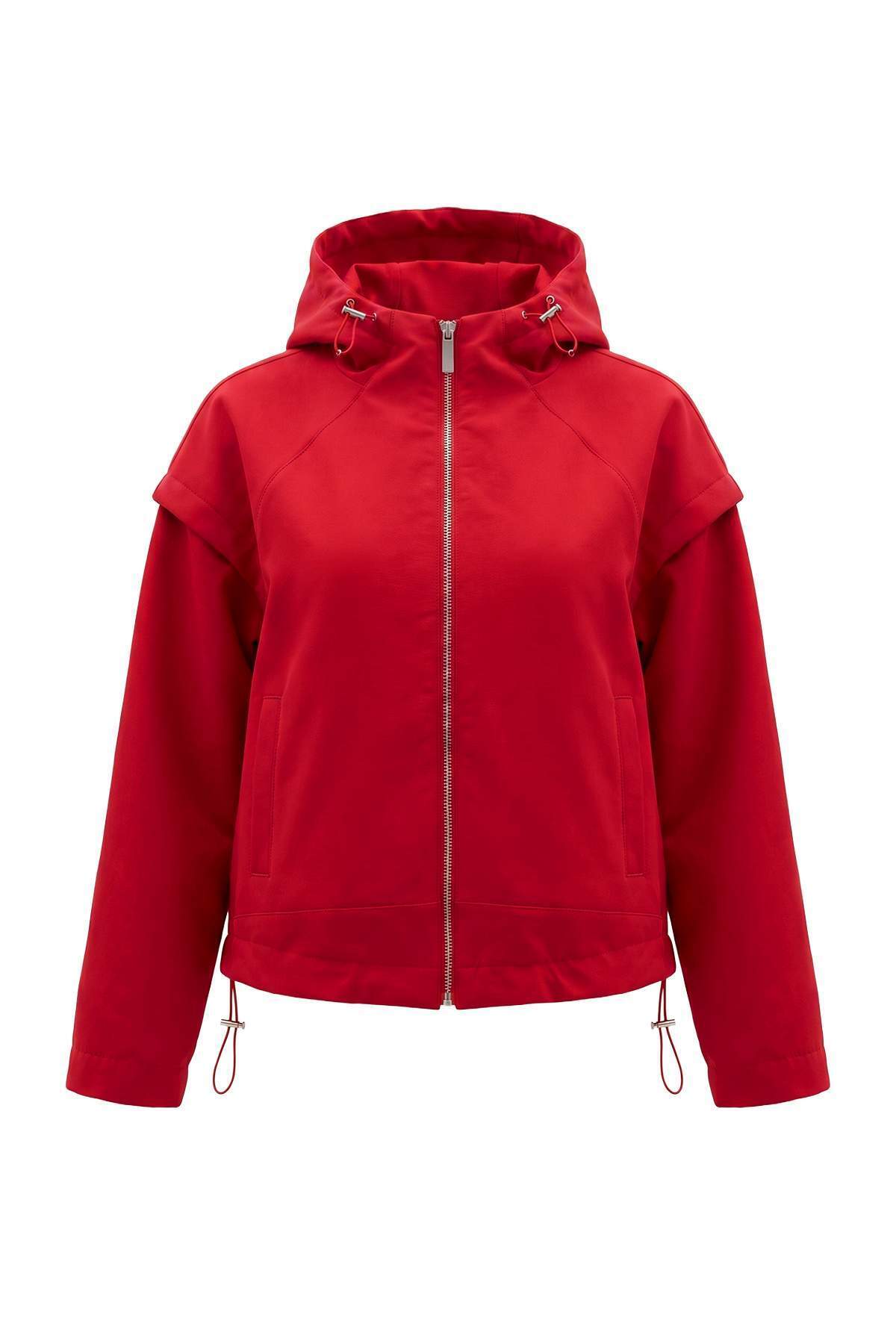 Trendyolmilla Kırmızı Oversize Kapüşonlu Yazlık Ceket Mont TWOAW27MO00094