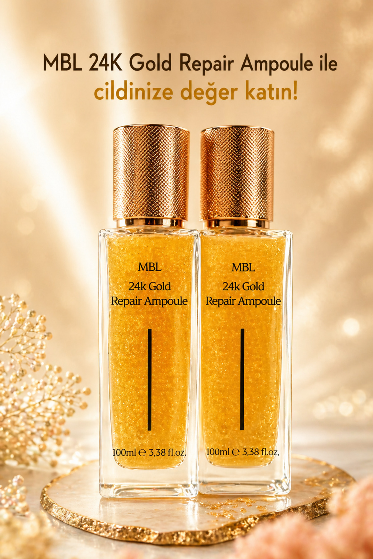 آمپول ترمیم کننده طلای 24 عیار MBL - سرم ترمیم کننده طلای 24 عیار حاوی طلا و هیالورونیک اسید 100 میلی لیتر — 8809717600679 — تصویر 5 از 5