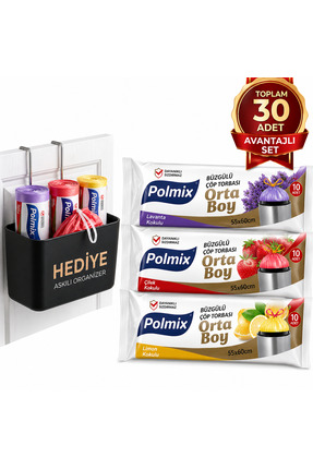 hopsepete Büzgülü Çöp Torbası 55x60 3'Lü Eko Paket Lavanta-Çilek-Limon Kokulu...