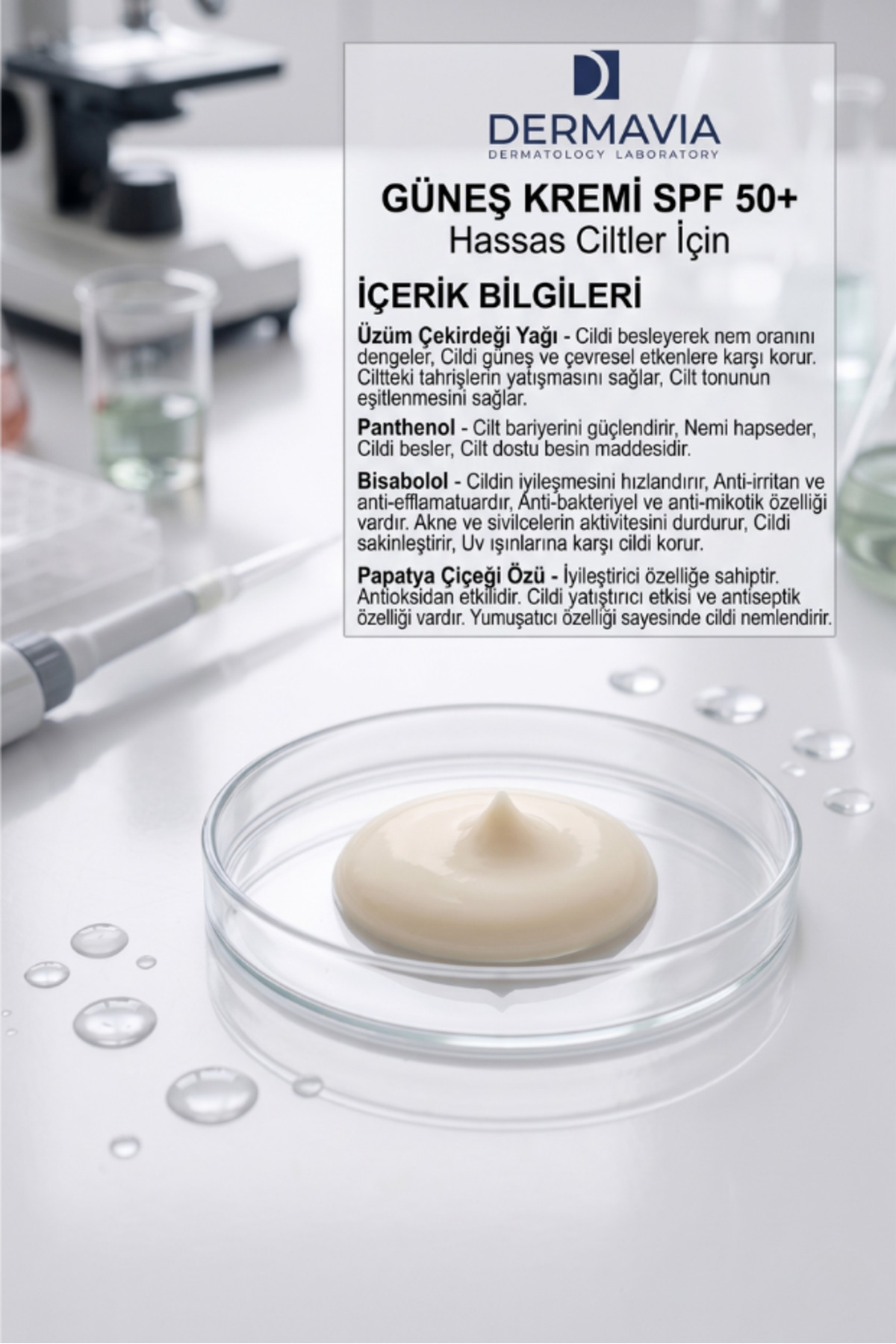 SPF 50+ Hassas Ciltler İçin Yüz ve Vücut Güneş Kremi 100 ml, Yüksek Koruma — Dermavia11 — تصویر 3 از 8