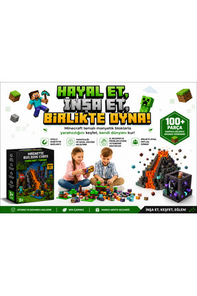 Genel Markalar Minecraft Manyetik Küp Blok volkan ve maden Temalı Yapı Taşı 1...