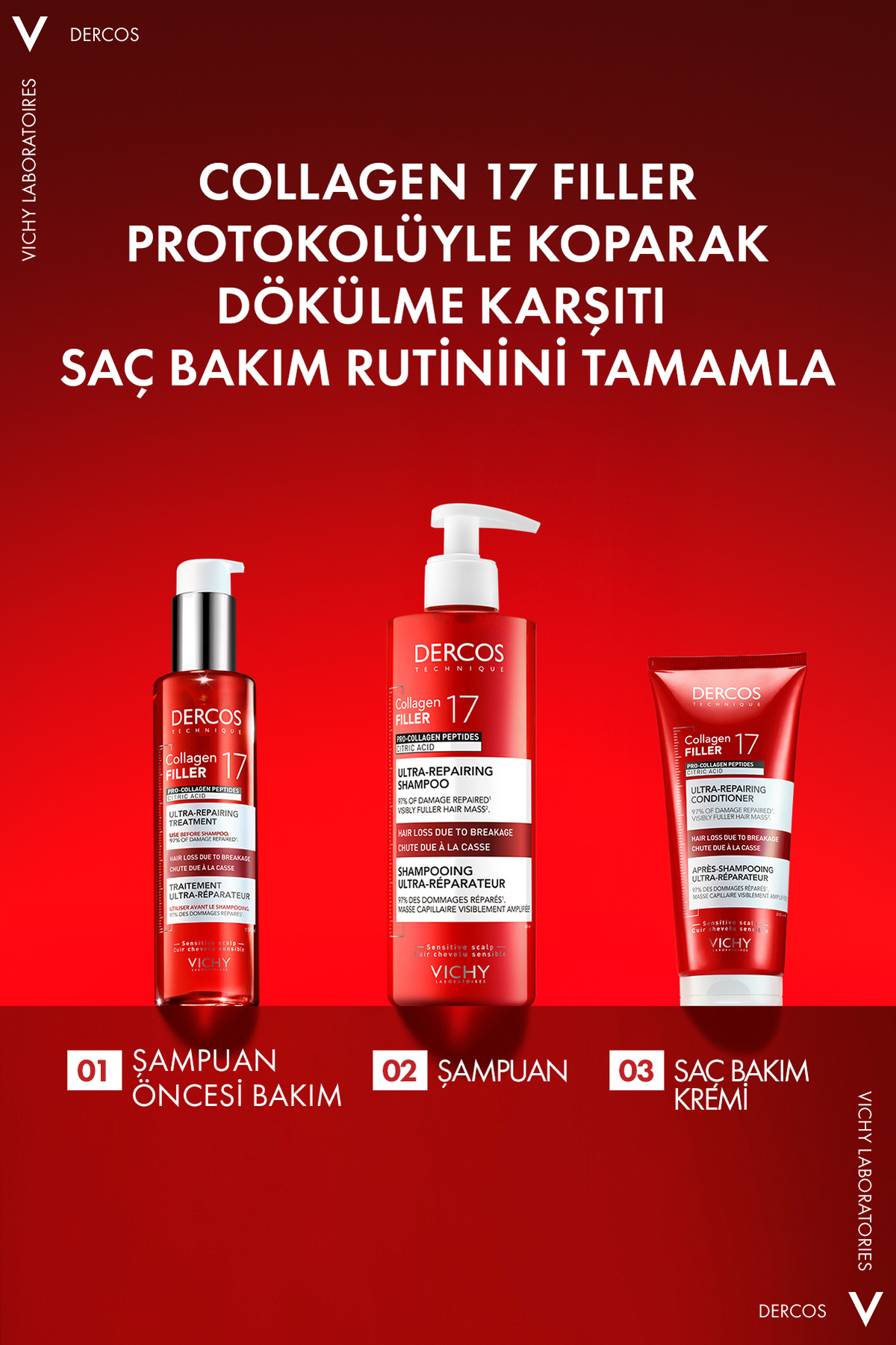 Dercos Collagen 17 Filler Tüm Saç Tiplerine Uygun Koparak Dökülme Karşıtı Saç Bakım Kremi 200 ml — 3337875920971 — تصویر 9 از 9