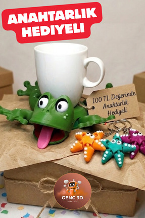 Genç 3D Eğlenceli Kurbağa Bardak Tutucu – Sevimli Hediyelik 3D Dekoratif Bard...