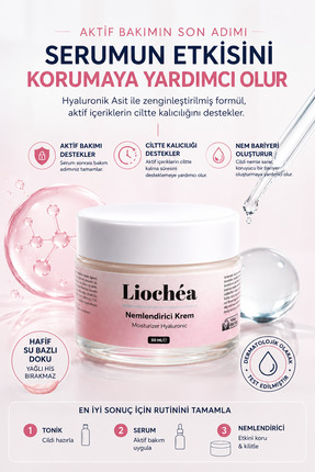LİOCHEA Su Bazlı Nemlendirici Yüz Kremi 50 ml Hyaluronik Asit & Bariyer Güçle...