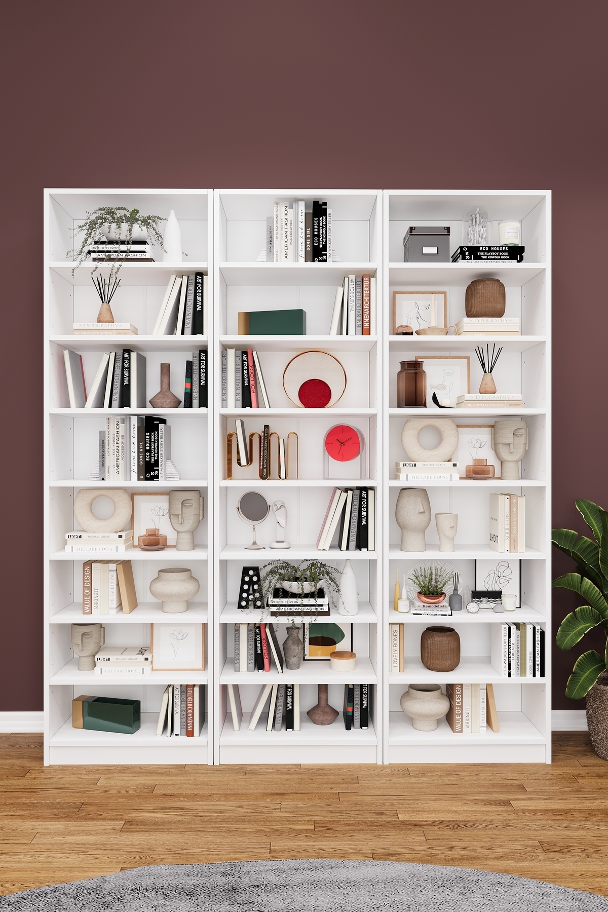 Luxury 24 Shelves Adjustable Home Office Bookshelf 100% MDF Decorative Library Bookshelf K20