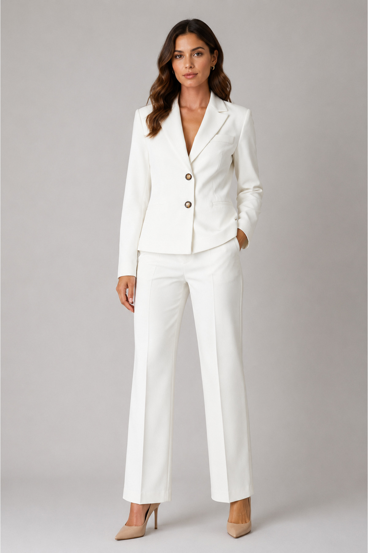Mys Collection  Blazer Beyaz Crop Kadın Ceket – Modern Kesim, Premium Kumaş - Görsel 2