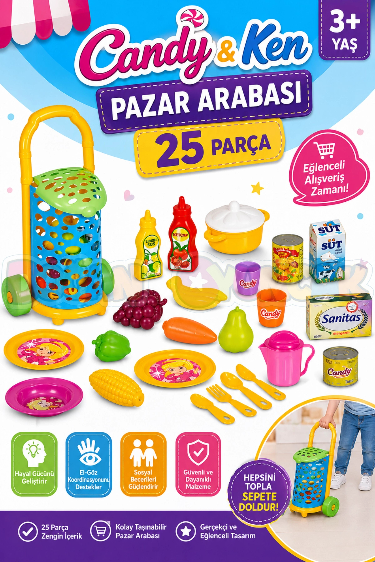 国産ミニカーセット33巻(７．８．９巻ありません。)バラ売りしません。 Doğan Oyuncak Dünyası Candy & Ken Pazar Arabası - Mutfak Setleri