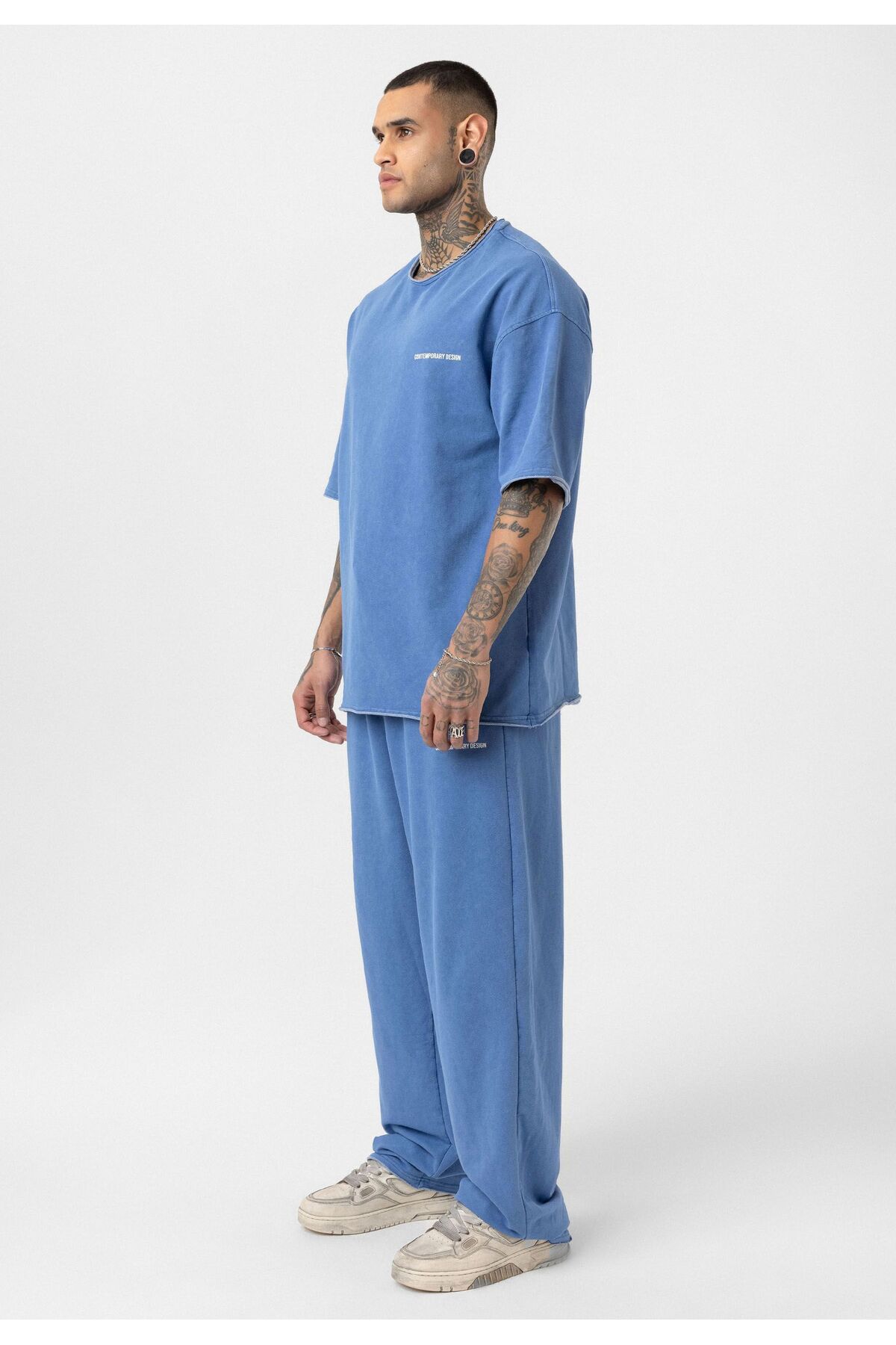 Yıkamalı Oversize Eşofman Takım — آبی DND_V90-02 — تصویر 3 از 6