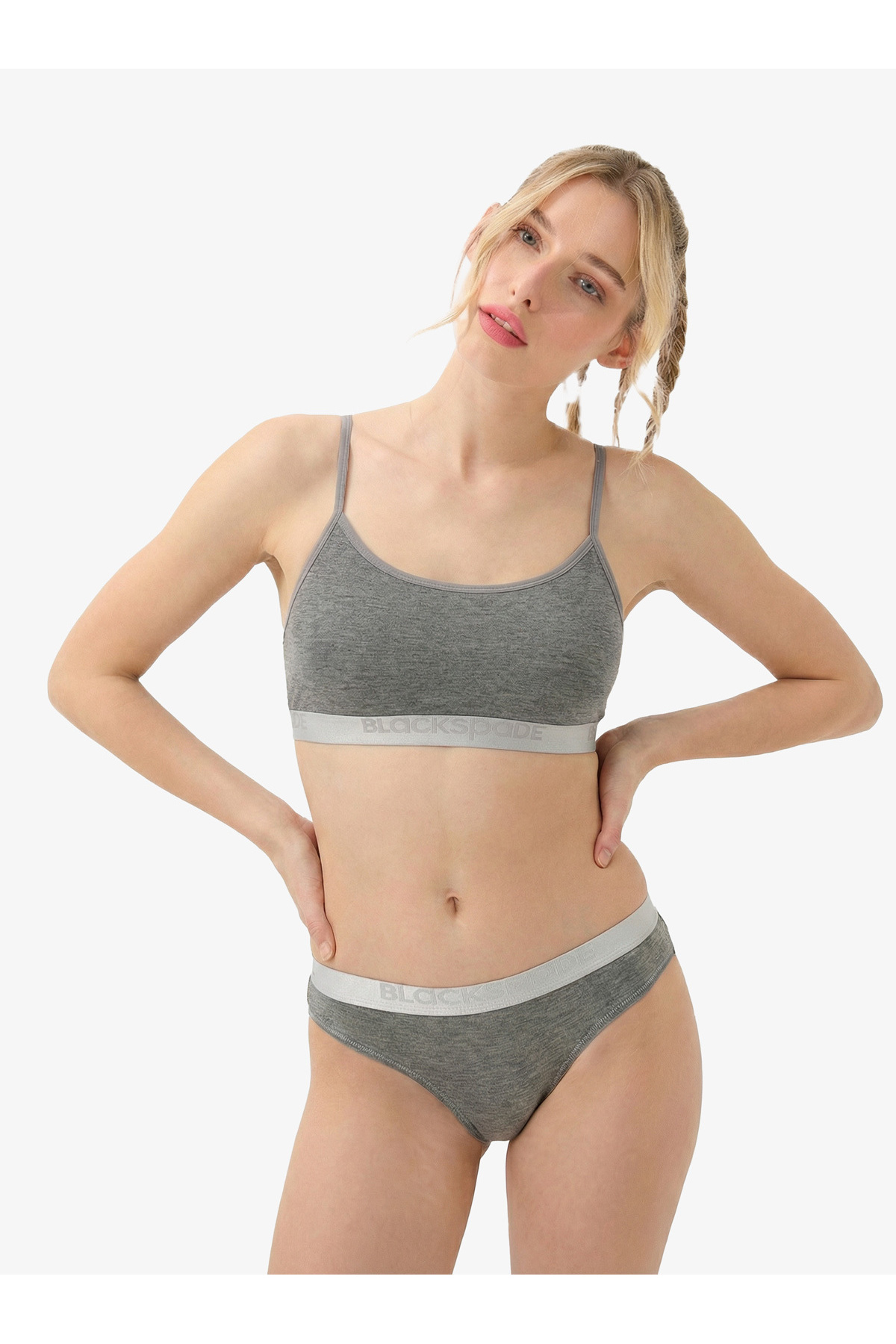 Blackspade Kadın Spor Sütyen Silver 1631 - Gri Melanj
