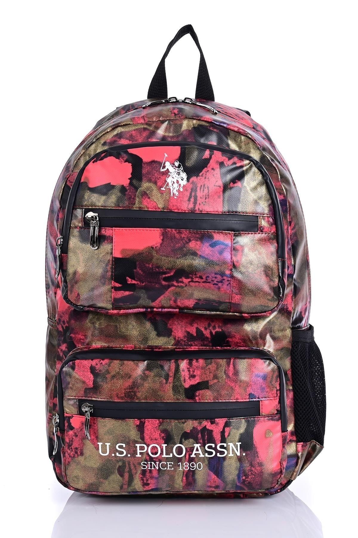 1_org_zoom کولهپشتی مناسب مدرسه 21119 مناسب برای استفاده روزمره قرمز با طرح استتار U.S. Polo Assn. یو اس پولو اورجینال - تصویر 1