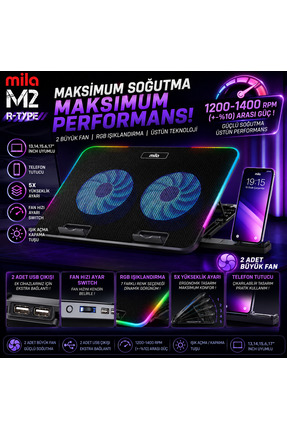 Mila Classone Mila Serisi M2 R-TYPE RGB Işıklı, 2 Büyük Fan, Telefon Standı,2...
