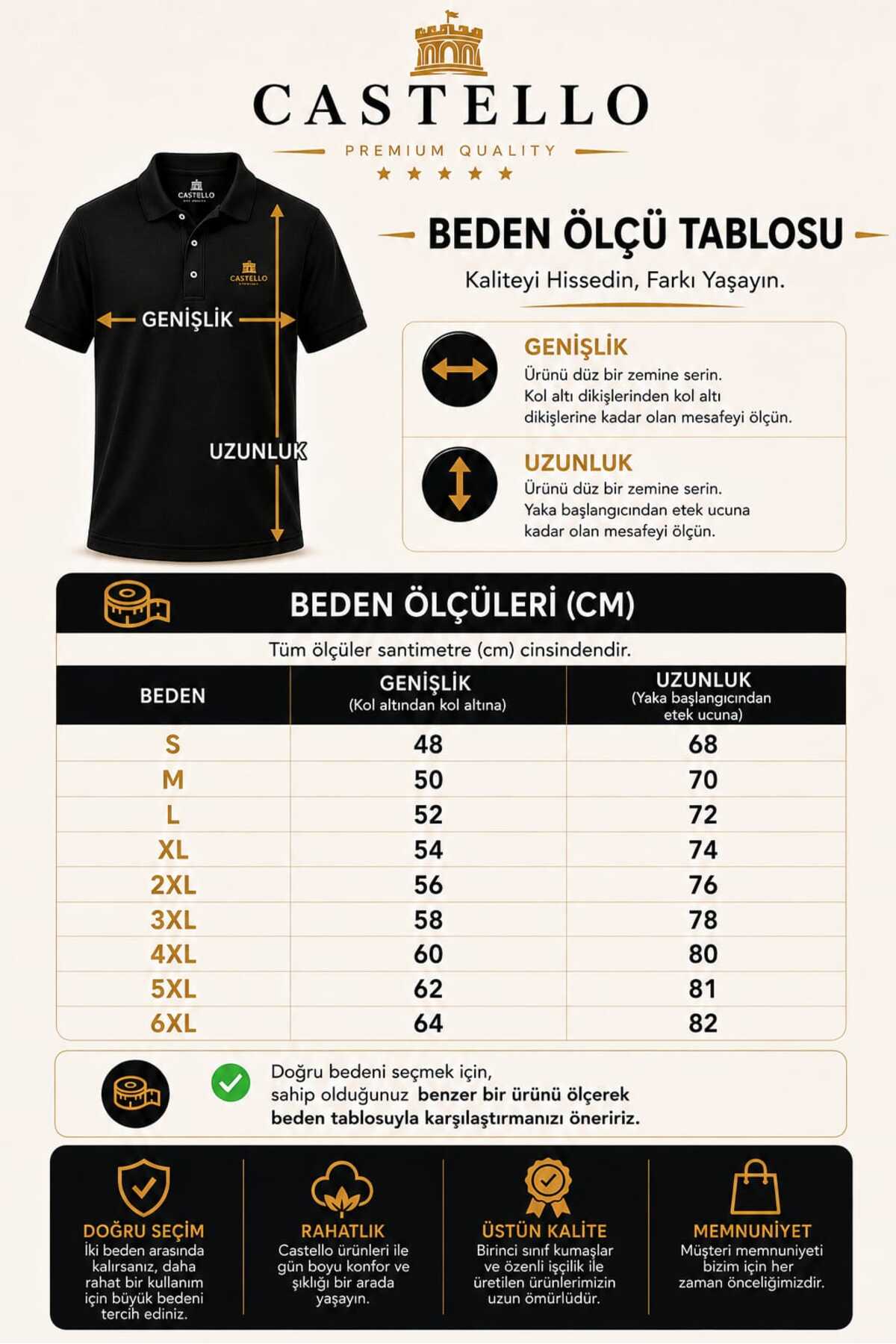 Castello Erkek Battal Boy Polo Yaka Tişört | Büyük Beden Rahat Kalıp Lacoste Kumaş görsel 5