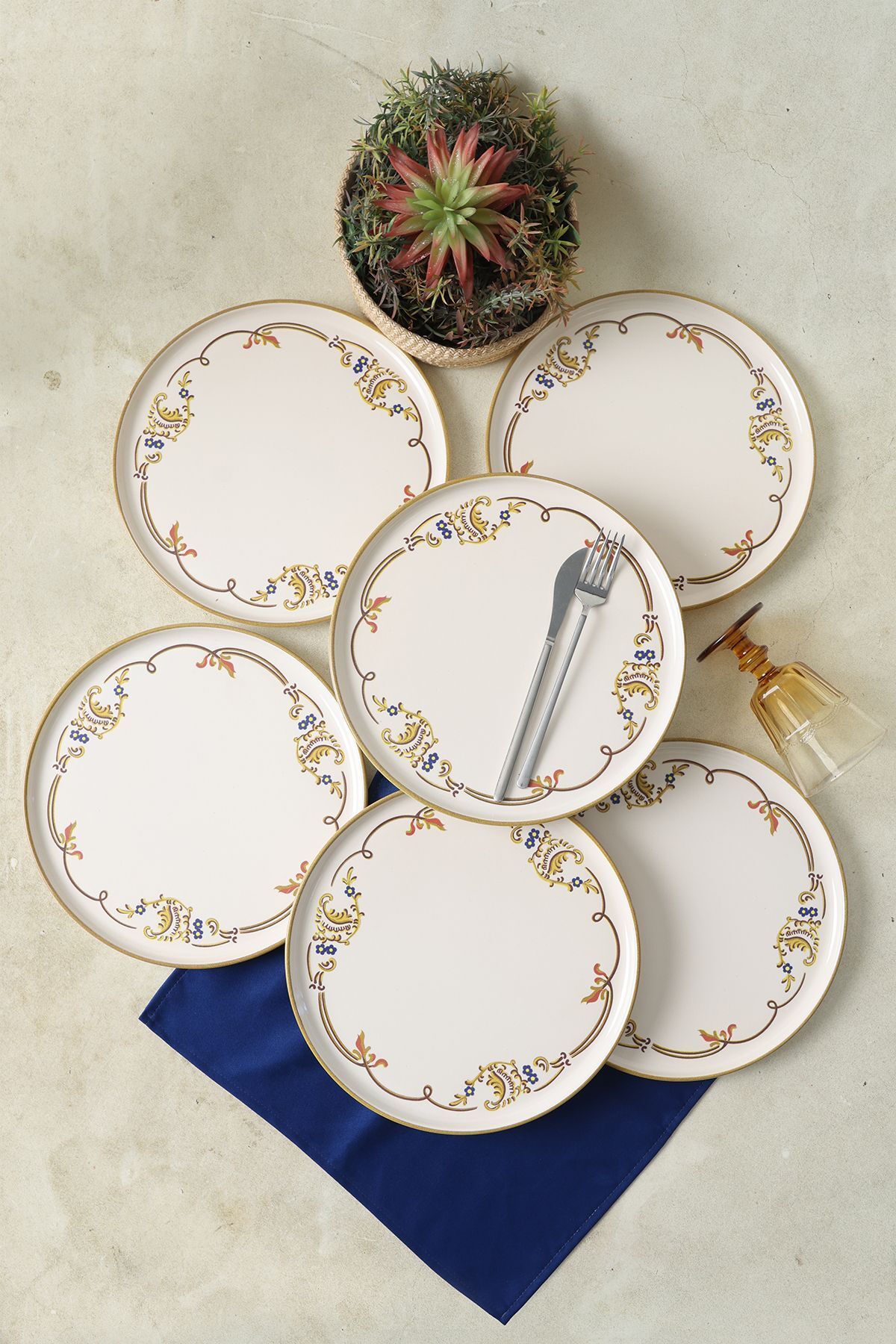 Keramika Bronze Bloom Nordic Service Plate 28 cm 6 Pieces 22929
