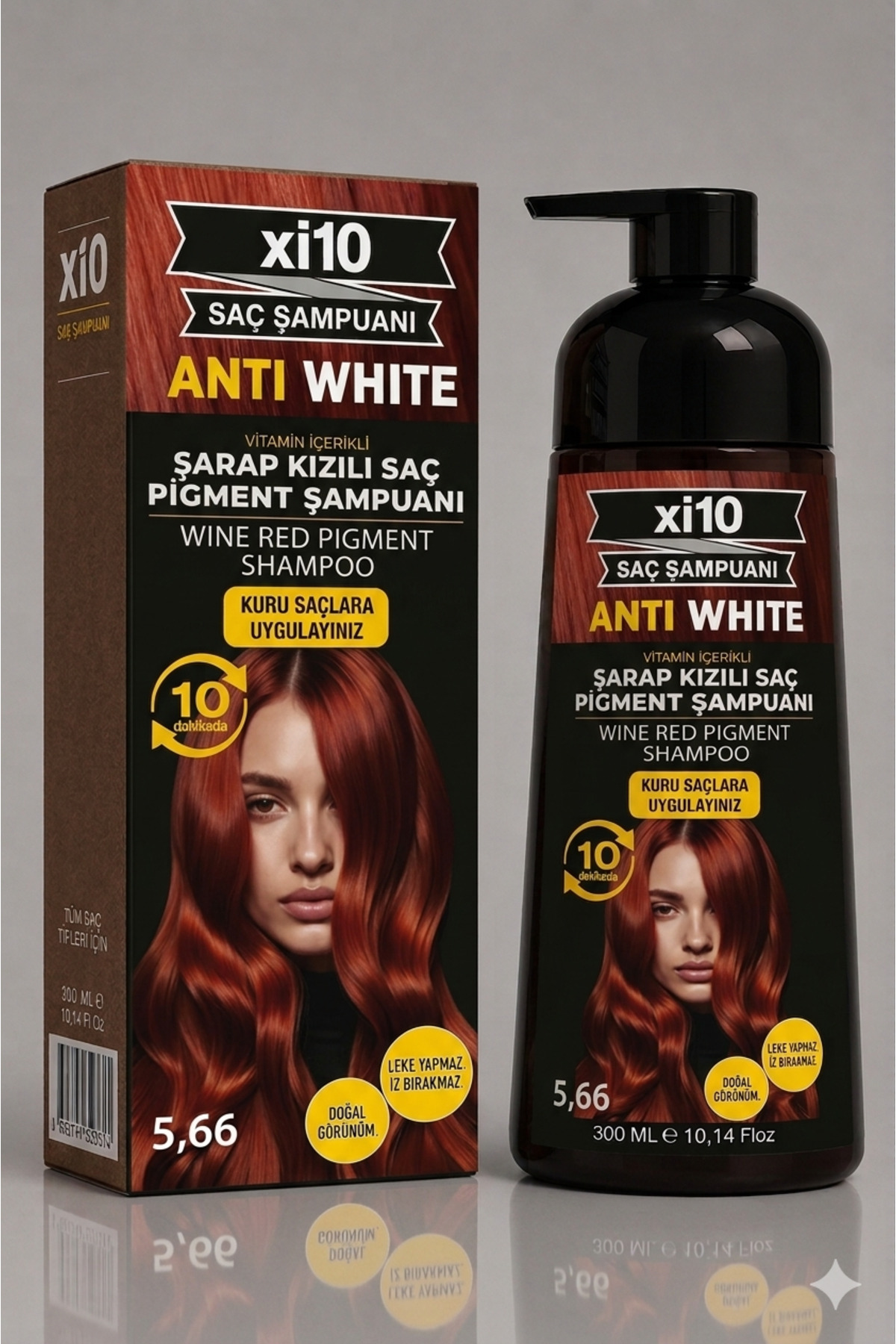 xi10 Beyaz Kapatıcı (Şarap Kızılı 5.66 ) Saç Beyaz Kapatan Hızlı Şampuan Boya (Amonyaksız Formül) 300 ml. — قرمز samp34