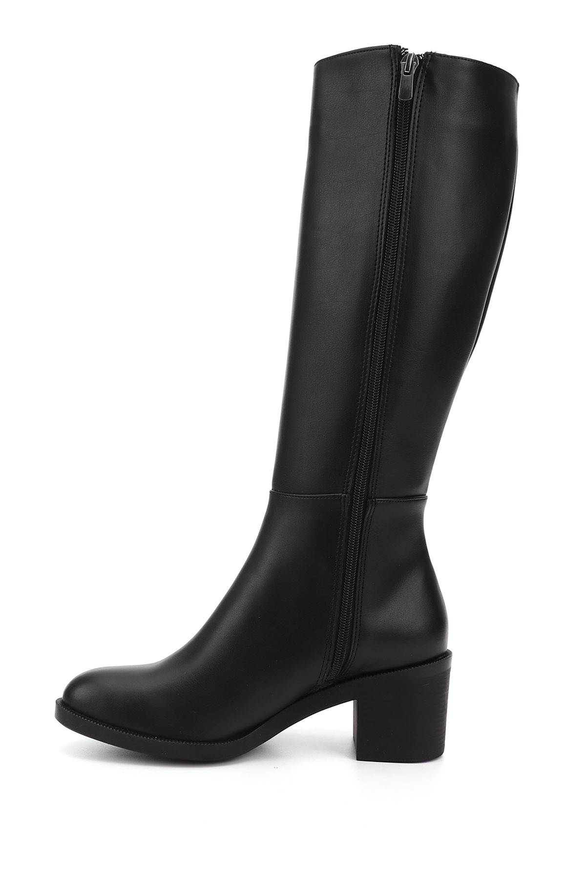 Black boots with thick heel and zipper for women/girls