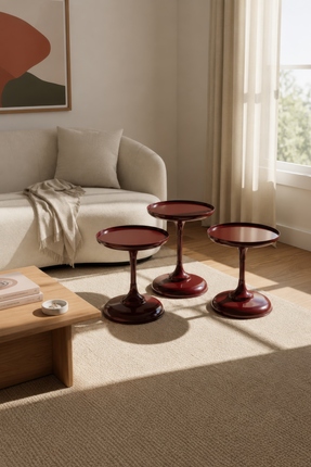 ByAtholyeYamac Cherry Lux 3'Lü Takım Oturma Odası Yatak Odası Yan Sehpa 43,48...