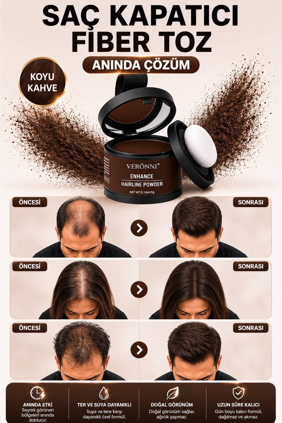 hb skin care Yeni Nesil Saç Dolgunlaştırıcı Boya Pudra | Seyrek Sakal Saçlar için Saç Fiberi | Saç Ve Beyaz Kapatıcı Suda Çıkmaz Boya