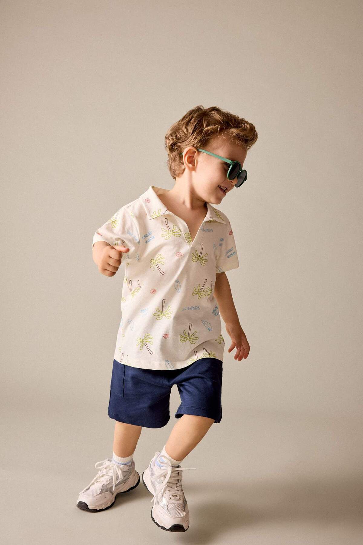 Defacto Palm Tree Patterned 2-Piece Set Ecru Baby Boy H4122A526Hs