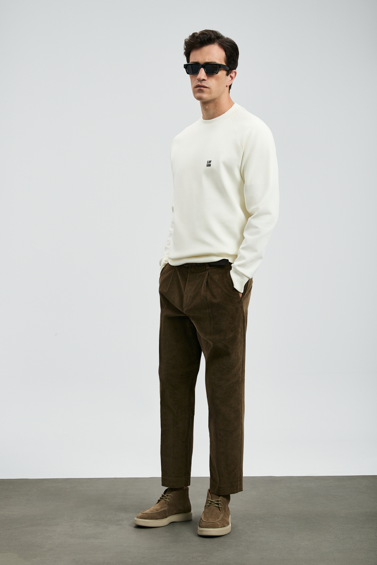 Lufian 112030179 Grant Erkek Sweatshirt BEYAZ görsel 4
