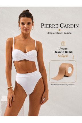 Pierre Cardin Straplez Bikini Takımı — Yüksek Bel, Push-Up Dolgulu -Urrenn Ba...
