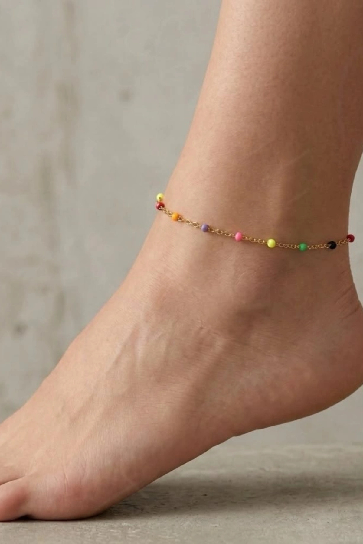Colorful Enamel Gold Steel Anklet | Rainbow Series