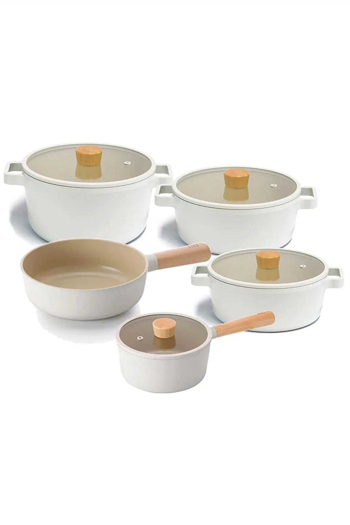 Fika Ceramic Coating 9-Piece Cookware and Pan Set - Beige