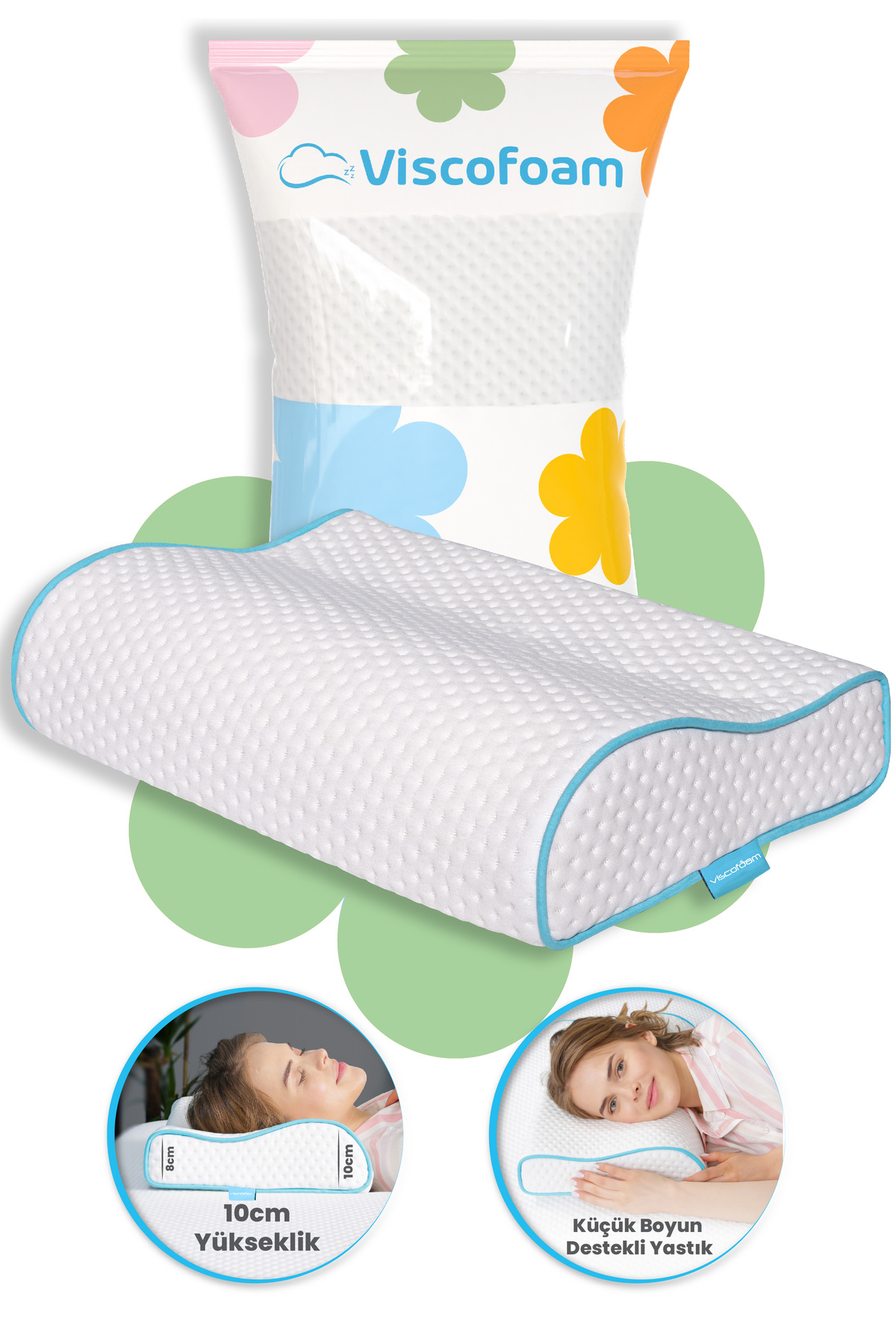 Small Neck Support Orthopedic Pillow Visco Pillow46x30x10-8cm