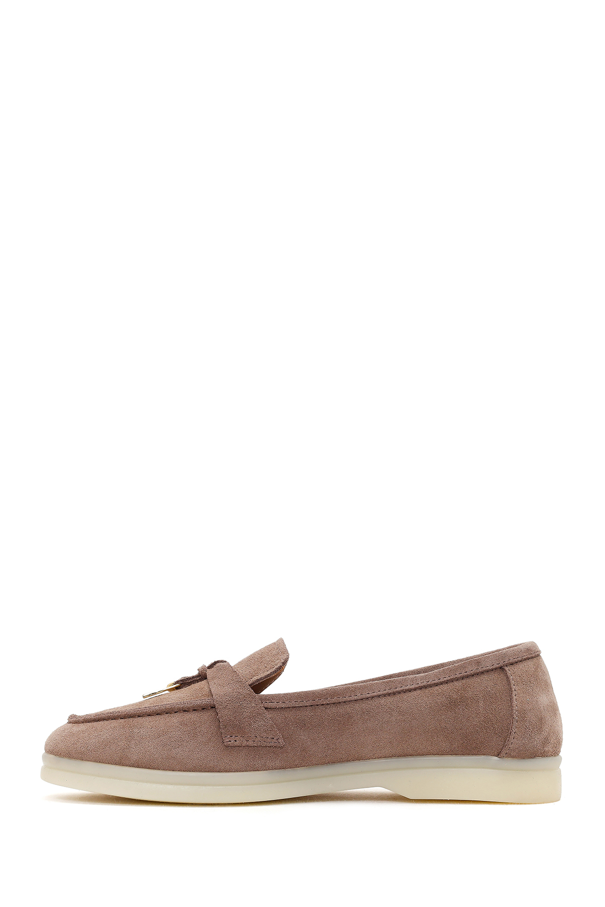 Derimod Kadın Vizon Süet Deri Maskülen Loafer 26PFD130910 görsel 3