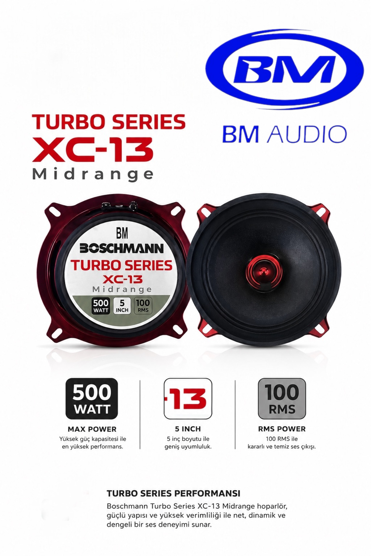 BM Audio Boschmann 13 cm 400W 80 Rms Amfi Uyumlu Prof Midrange
