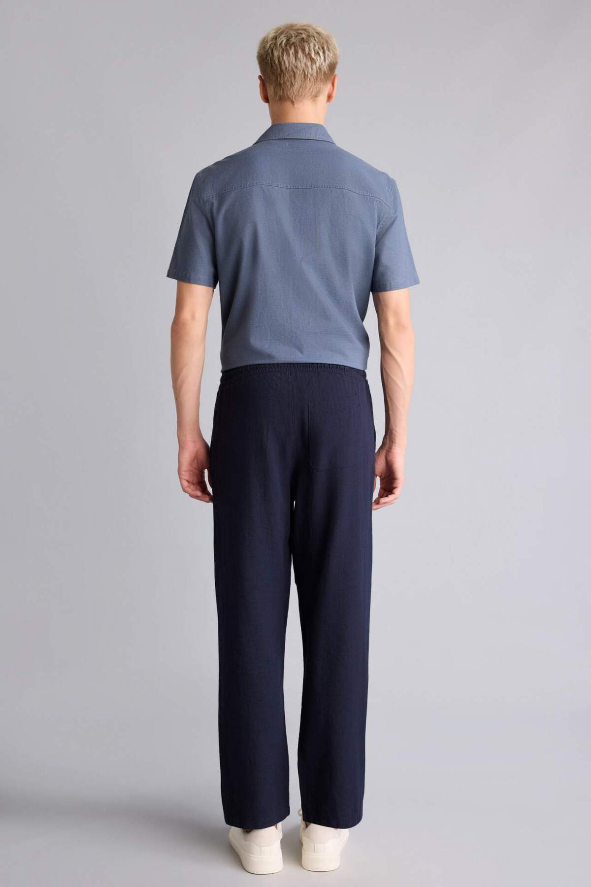 %100 Pamuk Relax Fit Elastik Bağcıklı Bel Lacivert Pantolon I3017AX26HS — سرمه‌ای — تصویر 5 از 7