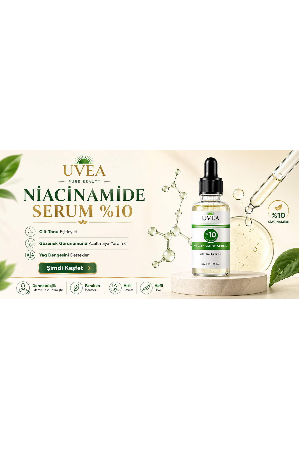 %10 Niacinamide Cilt Bakım Serumu 30 ml – Leke Karşıtı, Gözenek Sıkılaştırıcı ve Ton Eşitleyici — CİLT BAKIM SERUMU — تصویر 7 از 8