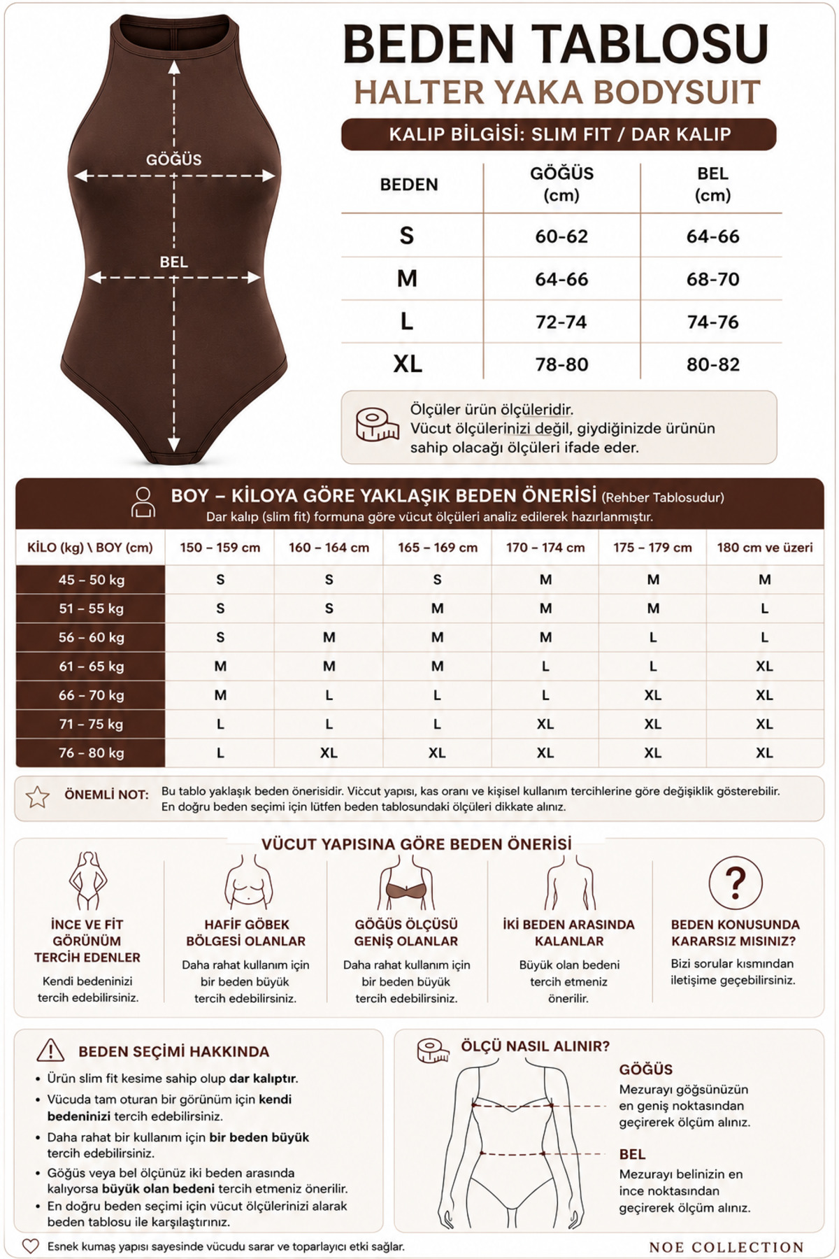 Kadın Kahverengi Halter Yaka Slim Fit Likralı Bodysuit Günlük Şık Çıtçıtlı Body 6