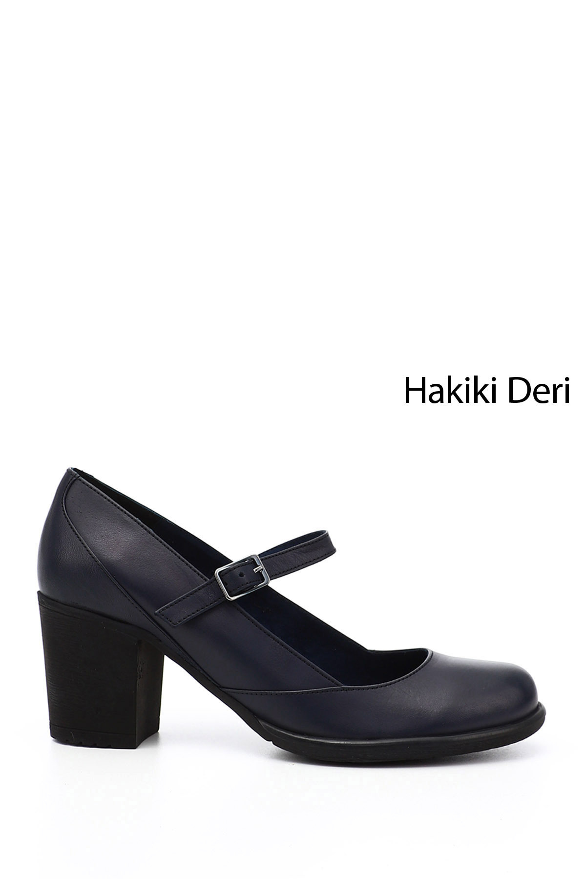 Women's Navy Blue Antique Butt Toe Medium Thick Heels Genuine Leather Shoes