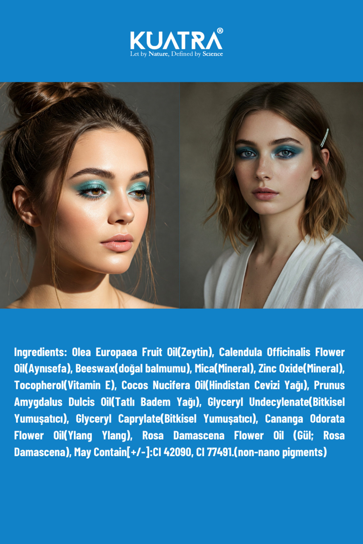 سایه چشم و خط چشم کرمی آبی یاقوت کبود پری دریایی با مواد طبیعی — آبی 11 — تصویر 6 از 9