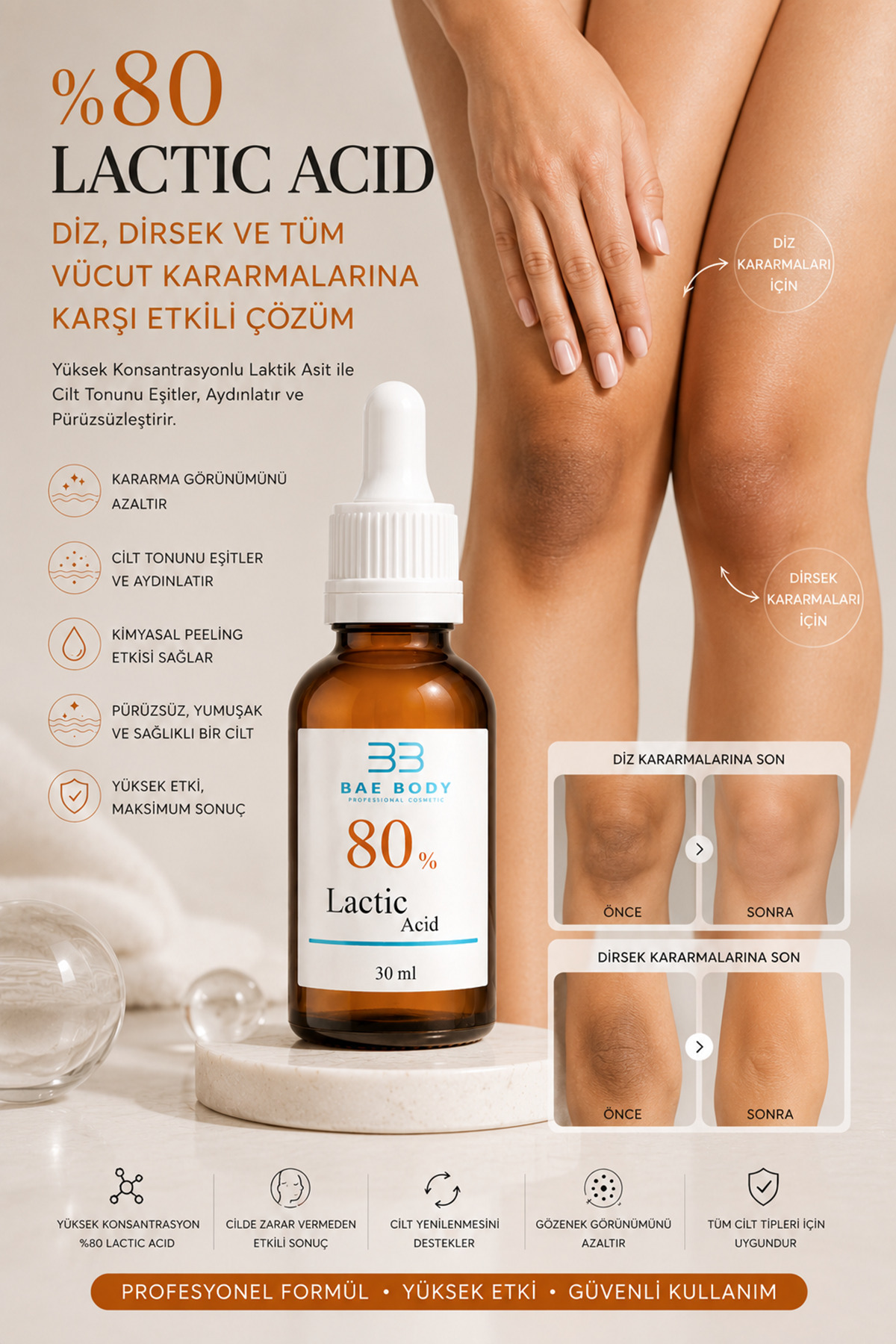 %80 Lactic Acid – Güçlü Cilt Soyucu, Ölü Deri Arındırıcı ve Leke Karşıtı Peeling Serumu — SC222F — تصویر 4 از 7