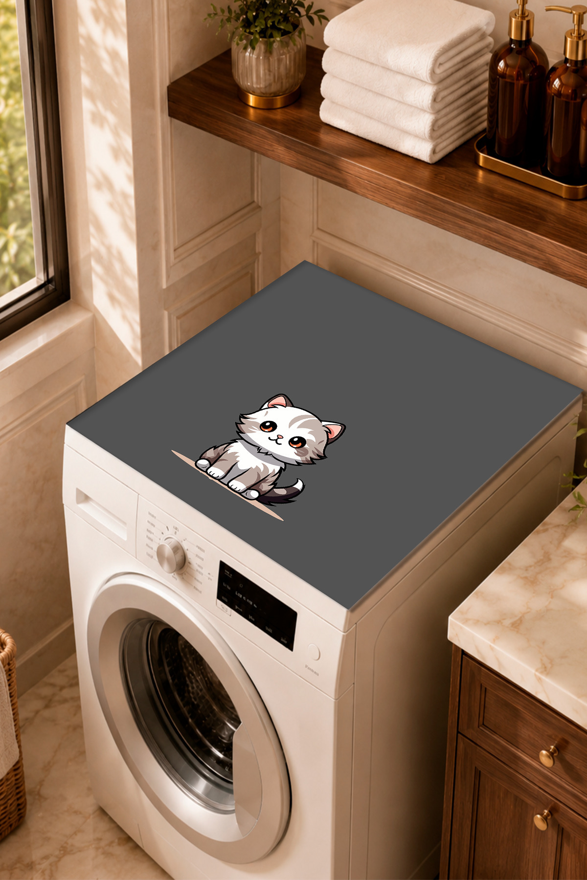 Washing Machine Dryer Cover Protection Pad Mat Anti-Slip Washable