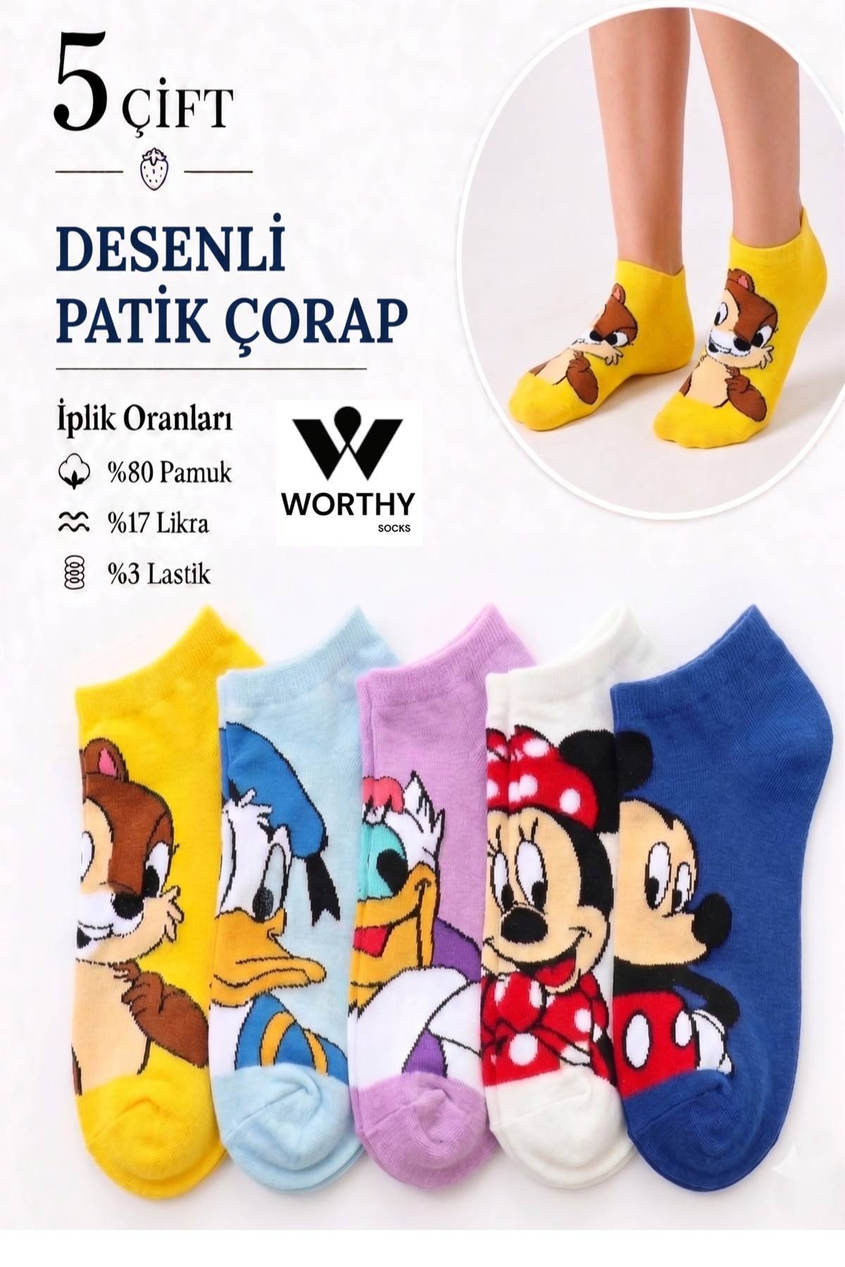 5 Pairs Women's Cartoon Cotton Fashion Booties Socks