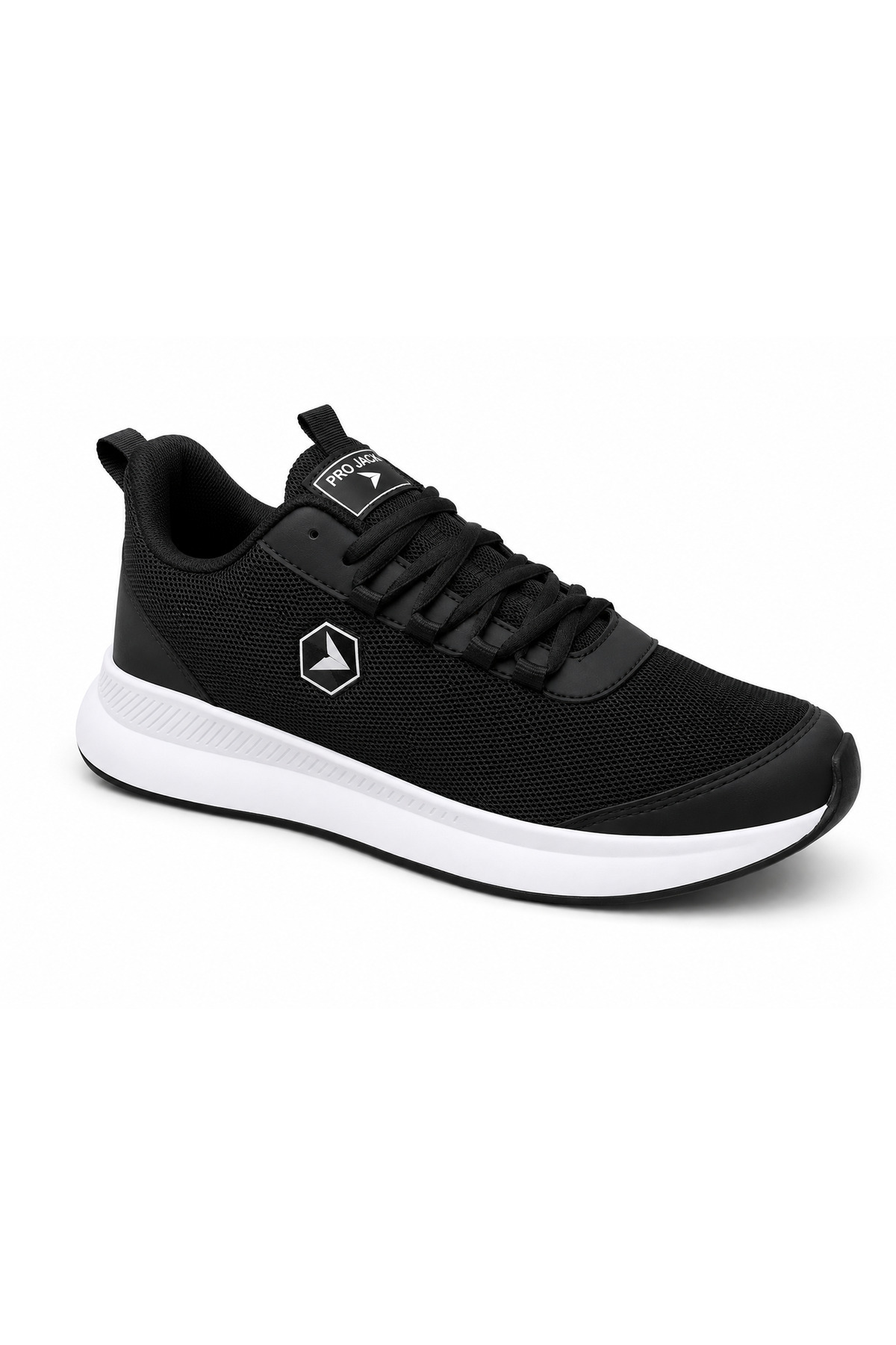 PRO JACK Siyah Beyaz Bağcıklı Sneaker Koşu Yürüyüş Erkek Spor Ayakkabı görsel 2