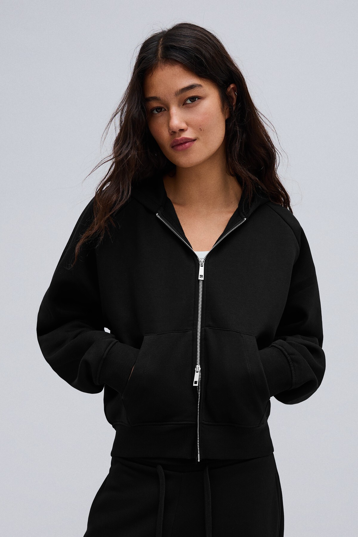 Fermuarlı kapüşonlu sweatshirt