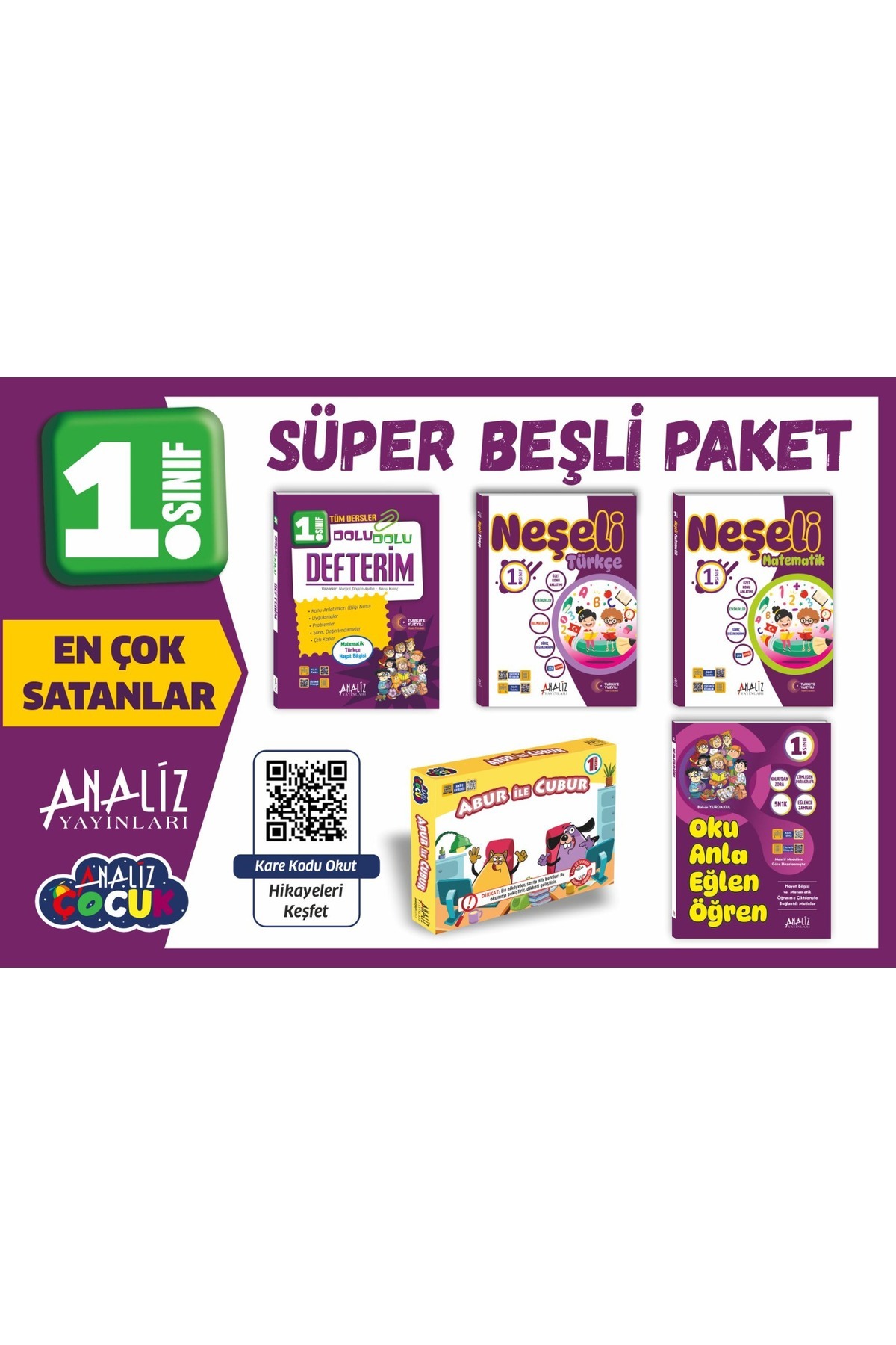 Analiz Yayınları 1.SINIF 5'Lİ SÜPER PAKET (ABUR İLE CUBUR+ OKU