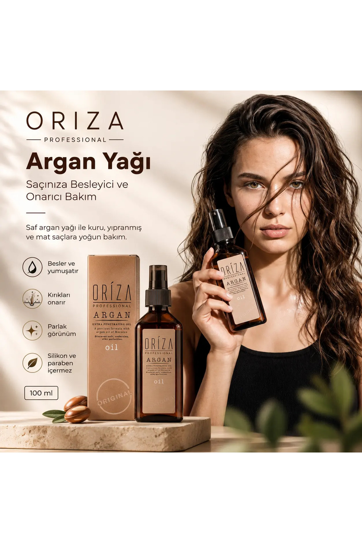 oriza Argan Saç Bakım Yağı Besleyici ve Parlak Görünüm 100 ml — ORZ-ARGAN-OIL